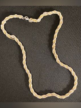 Elegant Two-Tone Rope Chain Necklace - Gold & Silver